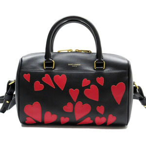 Saint Laurent 2way Handbag Crossbody Baby Duffle black red leather